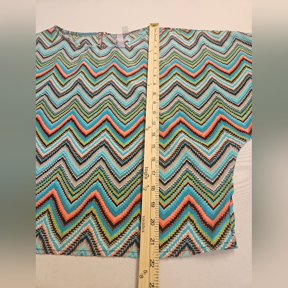 Alya -Women's Size S ,Blue and Orange Chevron Blouse with Relaxed Fit - Picture 6 of 8
